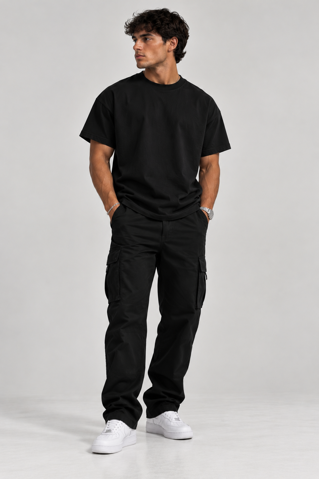 Model wearing the Sable Studios Blank Tee in Black